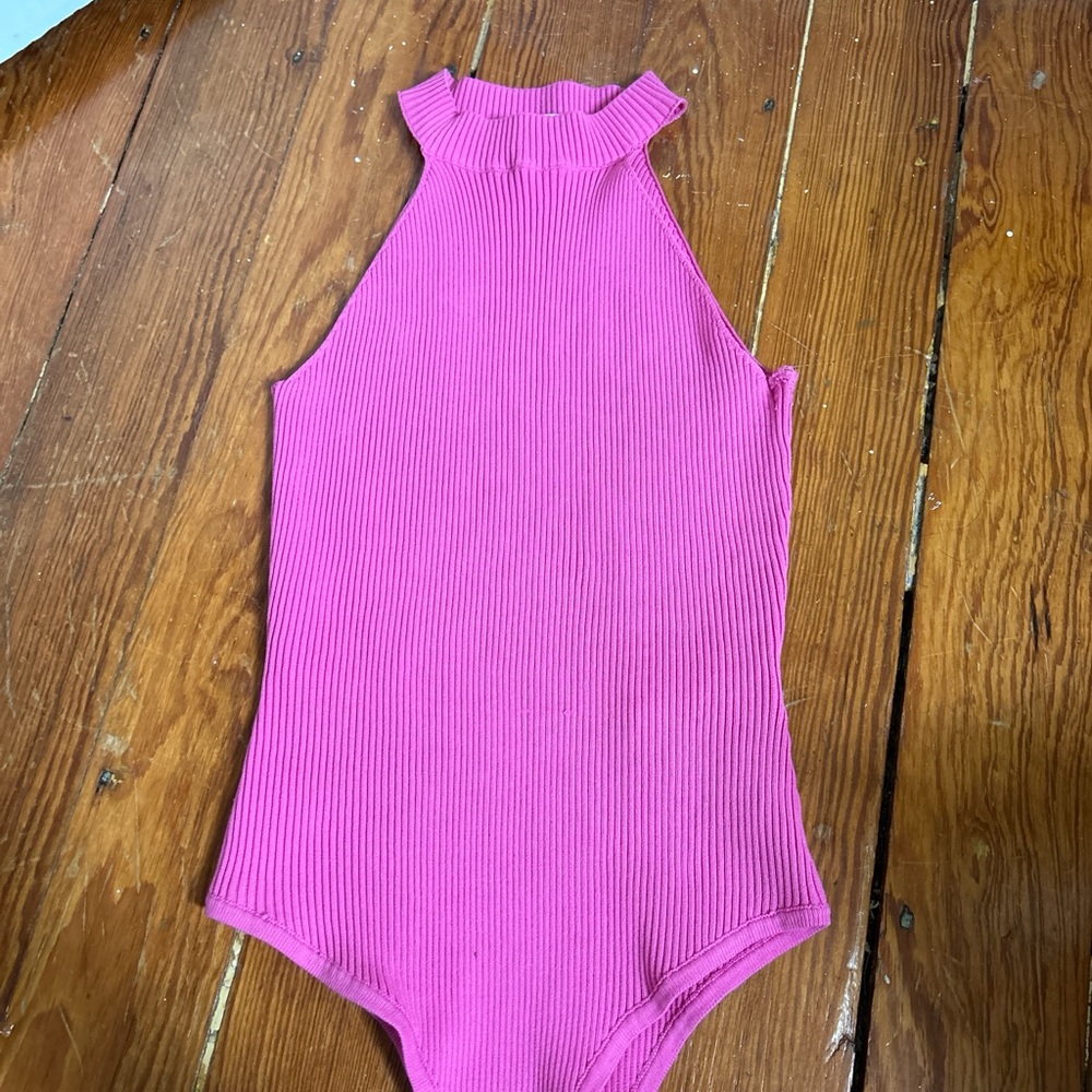 pink high neck bodysuit